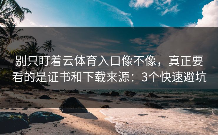 别只盯着云体育入口像不像，真正要看的是证书和下载来源：3个快速避坑