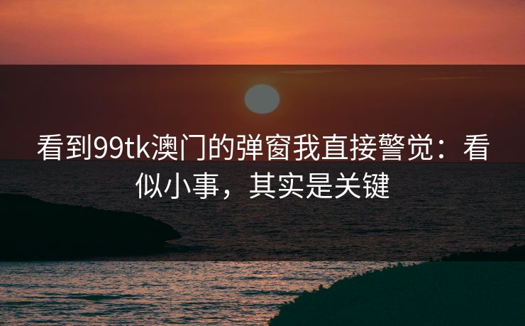 看到99tk澳门的弹窗我直接警觉：看似小事，其实是关键